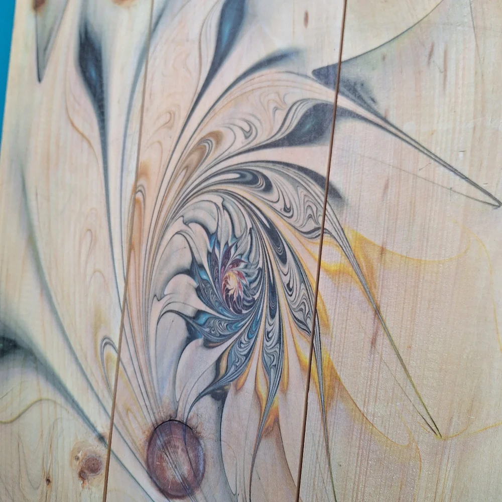 Wooden Wall Hanging Art Natural Pine Spiral Swirl Laser Print Geometric 15x20 - Picture 5 of 15